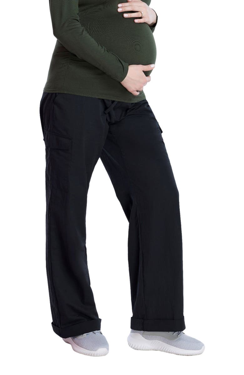 MOTHERHOOD MATERNITY Under the Belly Utility Cargo Relaxed Fit Pant, Alternate, color, Black