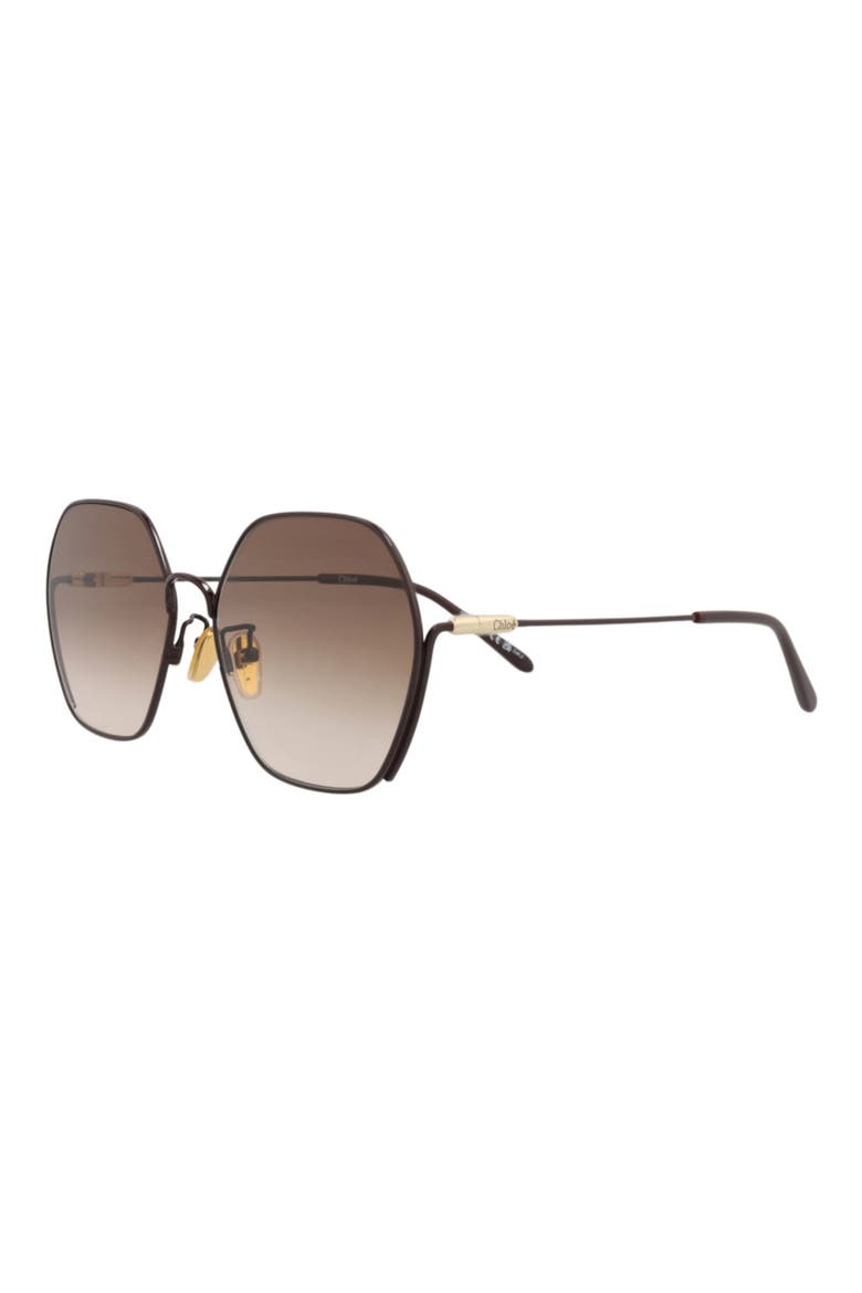 59mm Rectangular Gradient Sunglasses, Alternate, color, BURGUNDY/ BROWN
