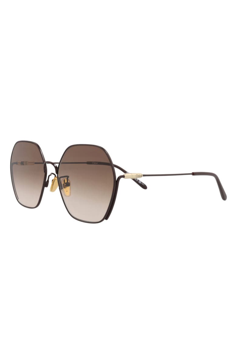 Chloé 59mm Rectangular Gradient Sunglasses, Alternate, color, Burgundy/ Brown