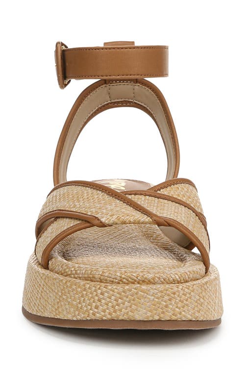 Sam Edelman Nylie Woven Wedge Platform Sandal In Bleached Beechwood/saddle