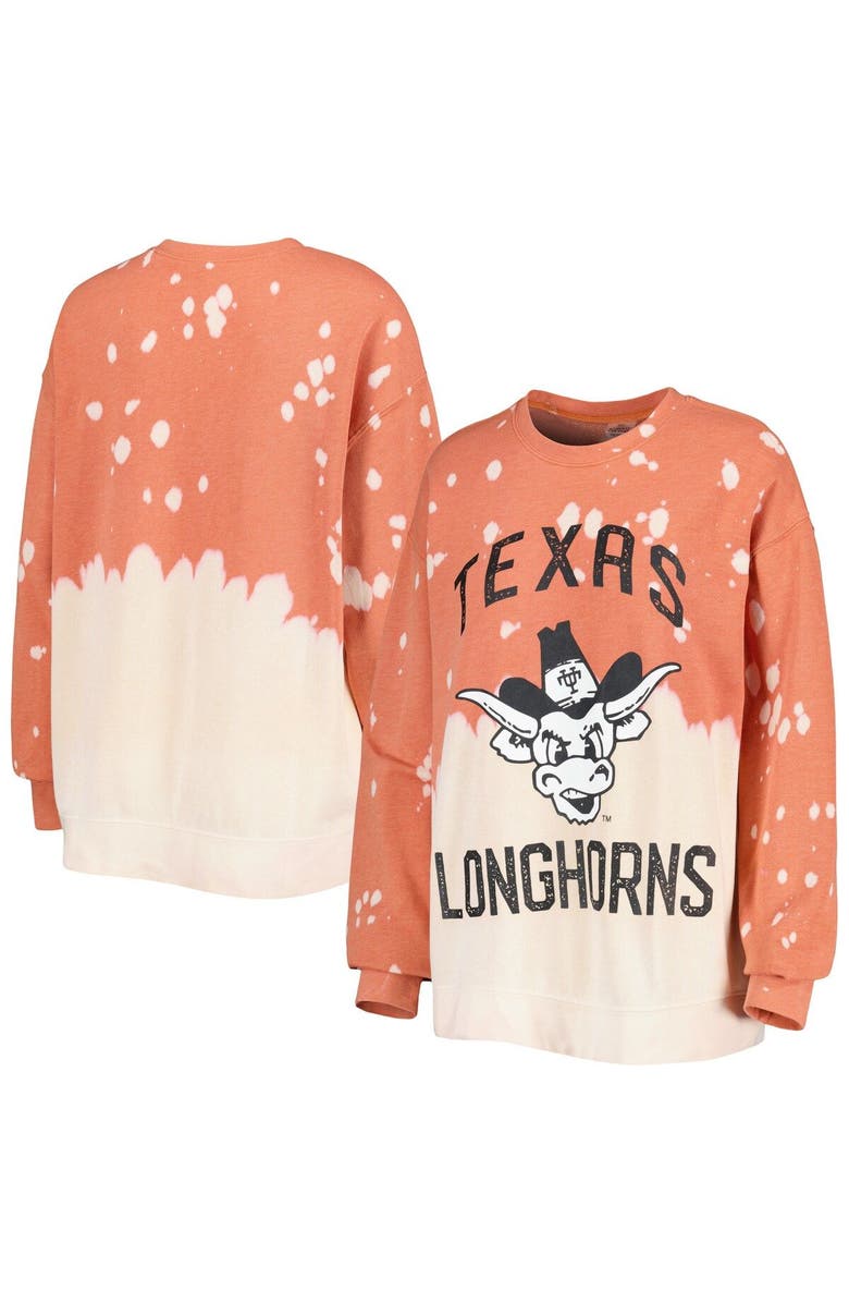 GAMEDAY COUTURE Women's Gameday Couture Texas Orange Texas Longhorns Twice As Nice Faded Dip-Dye Pullover Sweatshirt, Alternate, color, 