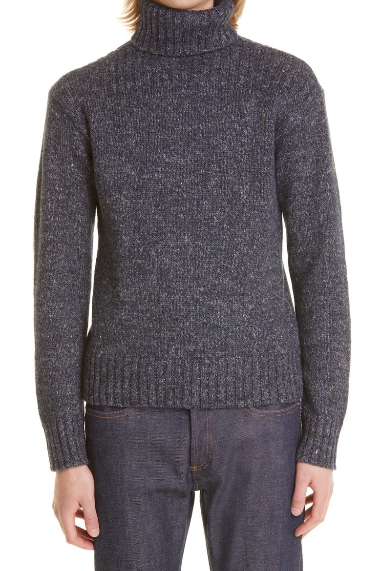 RRL Wool Blend Turtleneck Sweater, Main, color, DARK NAVY HEATHER