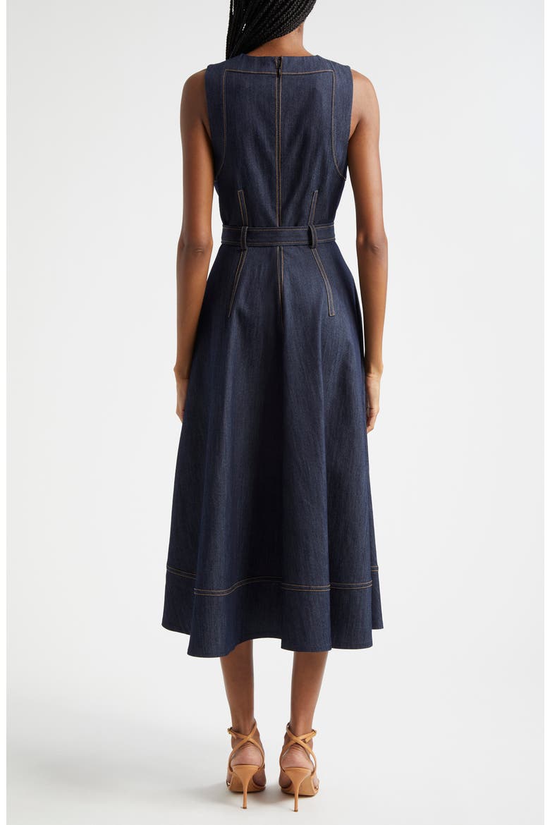 Zelda High-Low Sleeveless Denim Dress, Alternate, color, INDIGO