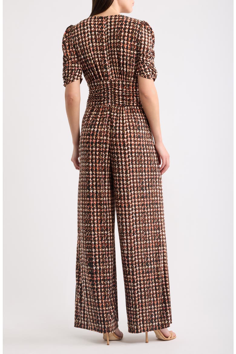 Twist Front Wide Leg Jumpsuit, Alternate, color, BROWN