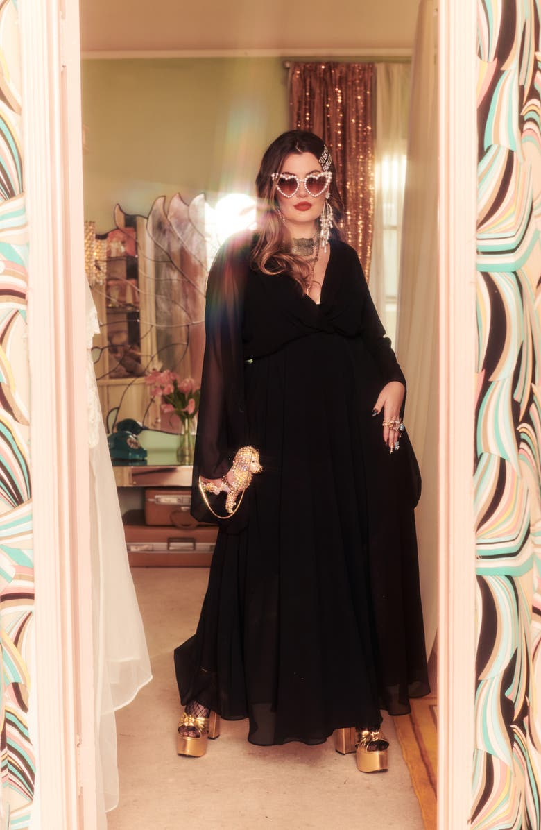 MEGHAN LA Sunset Long Sleeve Maxi Dress, Alternate, color, Black