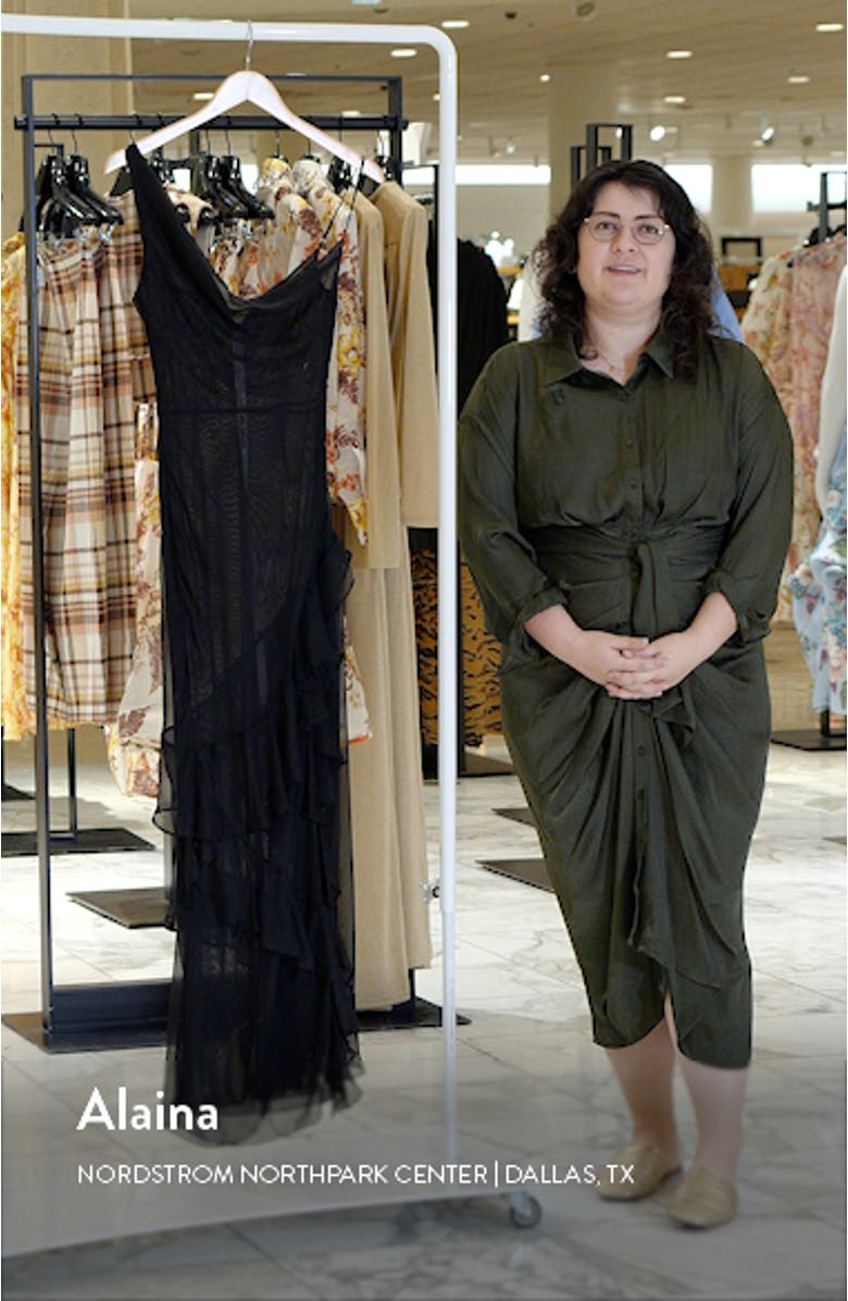 Malila Ruffle Cowl Neck Chiffon Cocktail Dress, sales video thumbnail