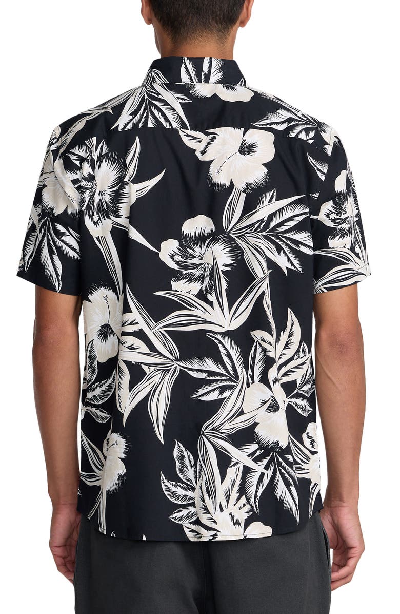 RVCA Overspray Floral Short Sleeve Button-Up Shirt, Alternate, color, Black