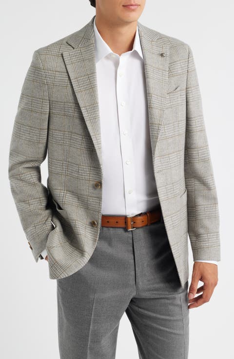 Hampton Tan Glen Check Knit Wool Sport Coat