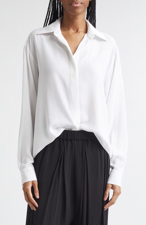 Silk Georgette Button-Up Shirt