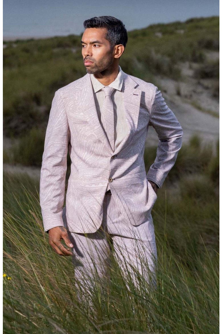 Judd Fully Lined Tailored Wool Blazer, Alternate, color, Wild Paisley Ivory