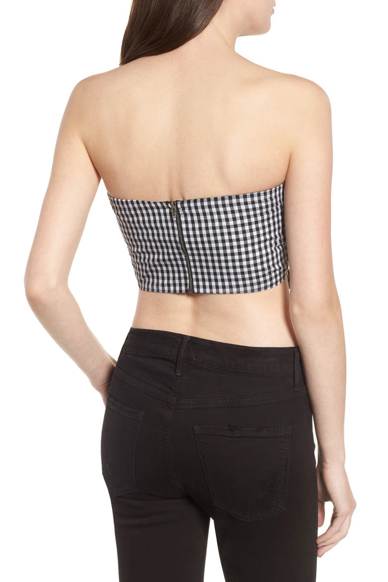Twist Front Gingham Crop Top, Alternate, color, BLACK/ WHITE