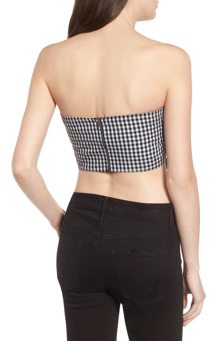 Socialite Twist Front Gingham Crop Top, Alternate, color, 