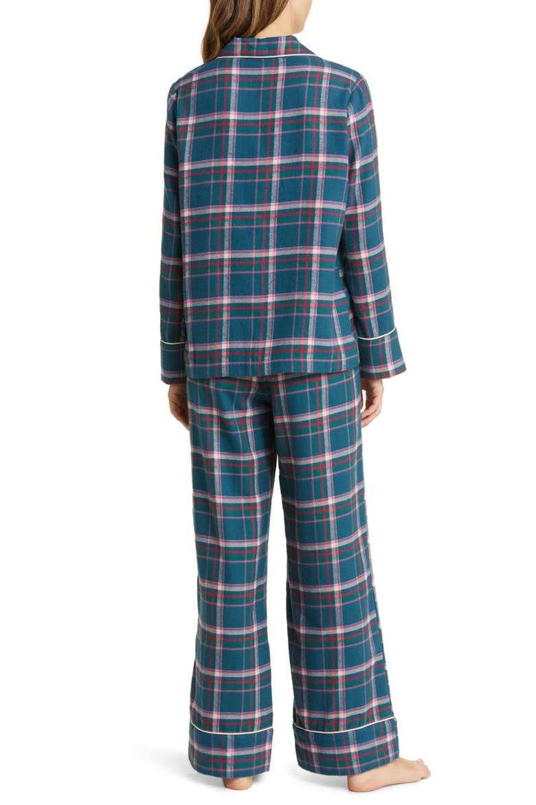 Cozy Chic Print Flannel Pajamas, Alternate, color, BLUE CERAMIC NINA PLAID