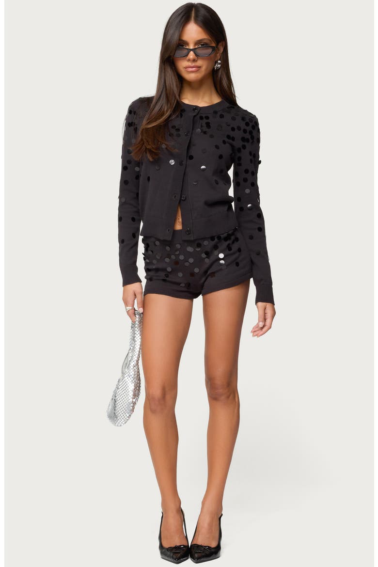 Cierra Sequin Micro Shorts, Alternate, color, DARK-GRAY