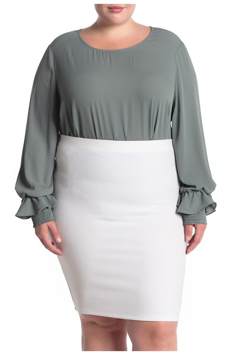 Pleione Smocked Ruffle Cuff Blouse, Main, color,