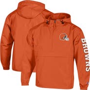Champion Men's Champion Orange Cleveland Browns Packable Hooded Windbreaker Half-Zip Jacket