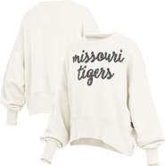 PRESSBOX Women's Pressbox Cream Missouri Tigers Oversized Chelsea Waist Length Pullover Sweatshirt