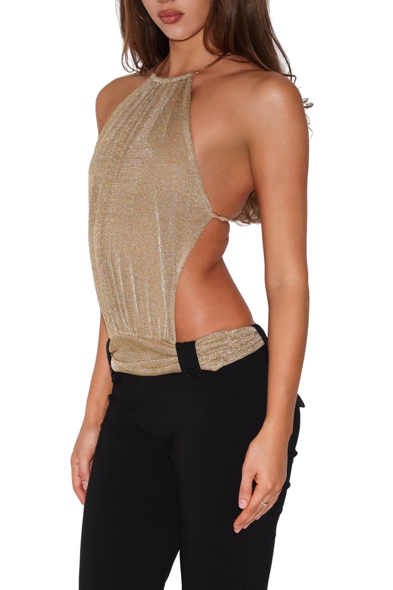 Evanna 2.0 Metallic Halter Top, Alternate, color, GOLD