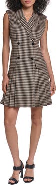 KARL LAGERFELD PARIS Metallic Pleated Sleeveless Dress