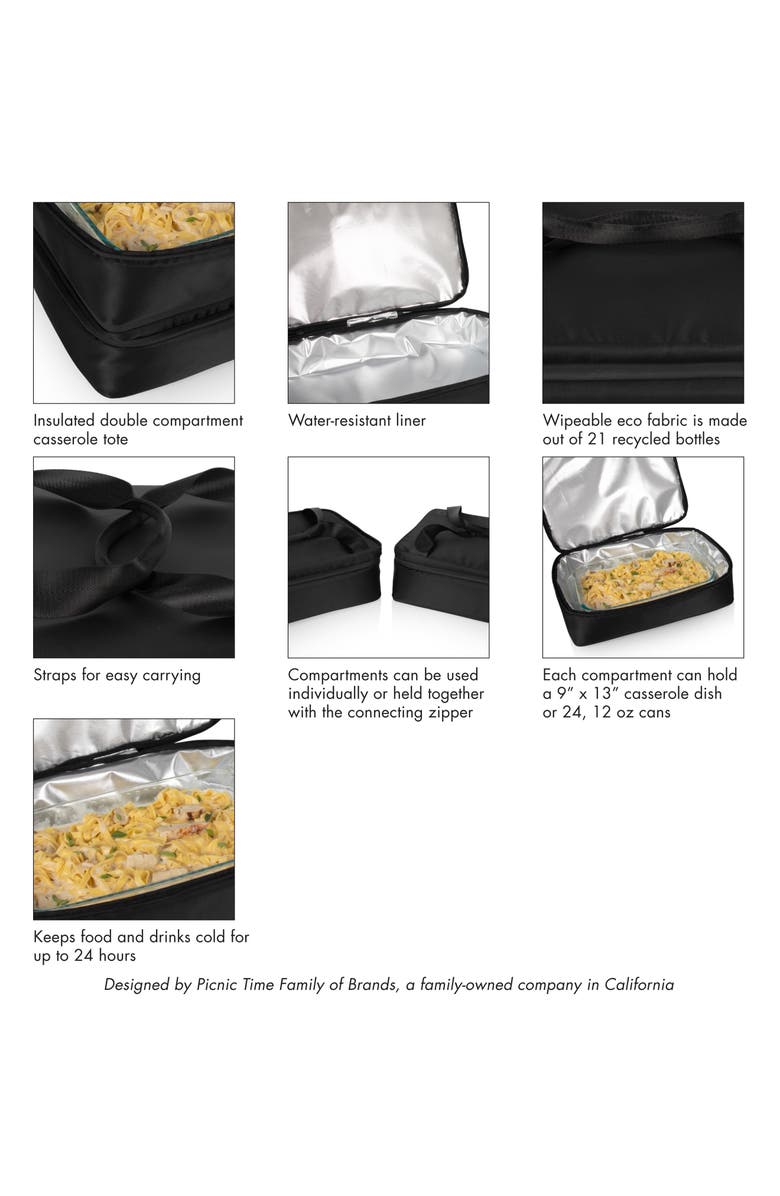 Picnic Time Double Decker Casserole Tote, Alternate, color, Black