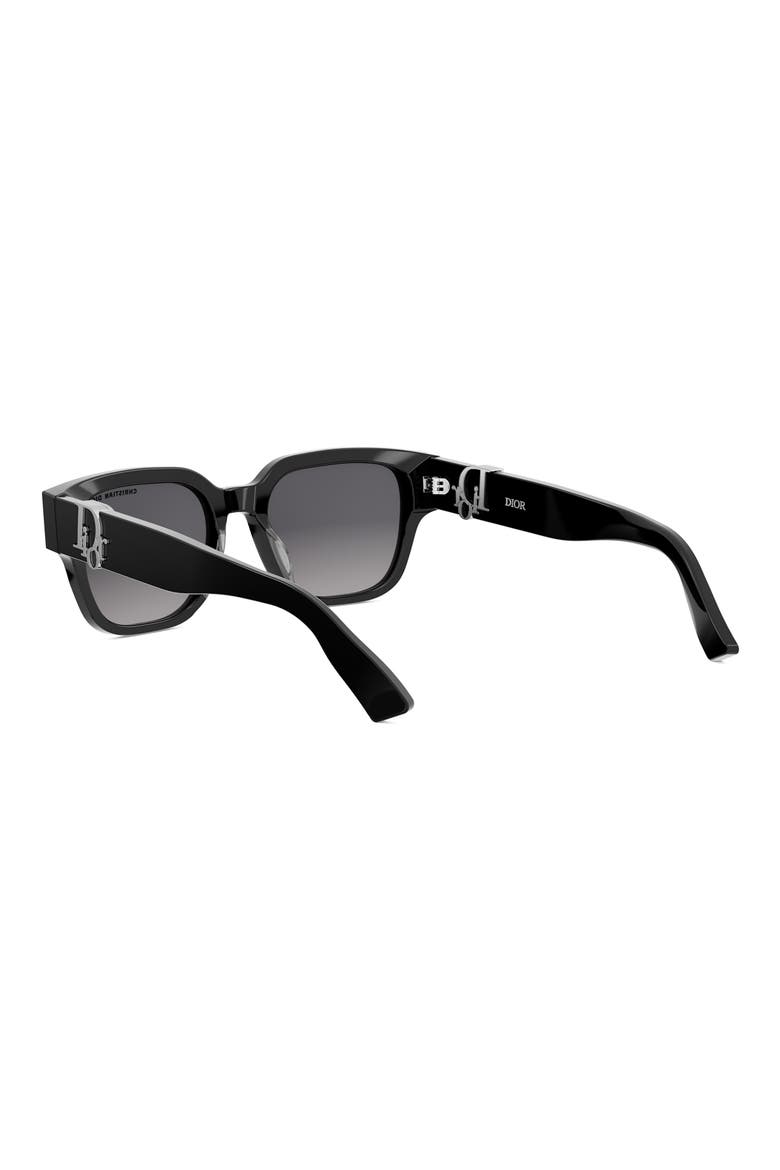 'DiorOblique S1I 53mm Square Sunglasses, Alternate, color, SHINY BLACK / GRADIENT SMOKE