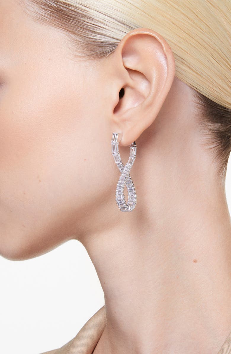 Swarovski Hyperbola Drop Earrings, Alternate, color, Silver