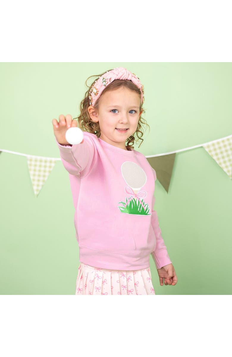 Sweet Wink Golf Tee Bow Patch Sweatshirt, Alternate, color, Pink