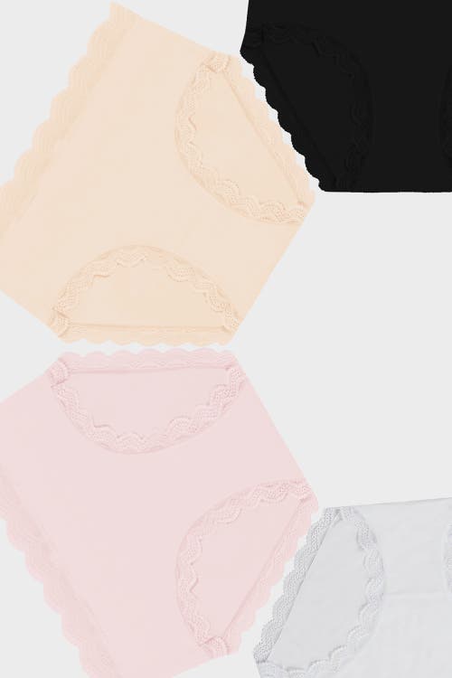 Stripe & Stare High Rise Knicker Four Pack In Sand Essentials