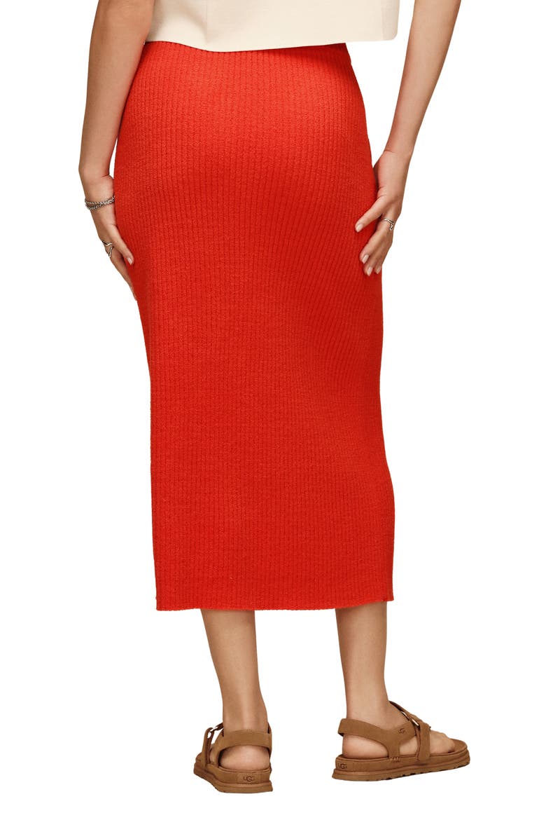 Chryston Rib Knit Midi Skirt, Alternate, color, LOBSTER