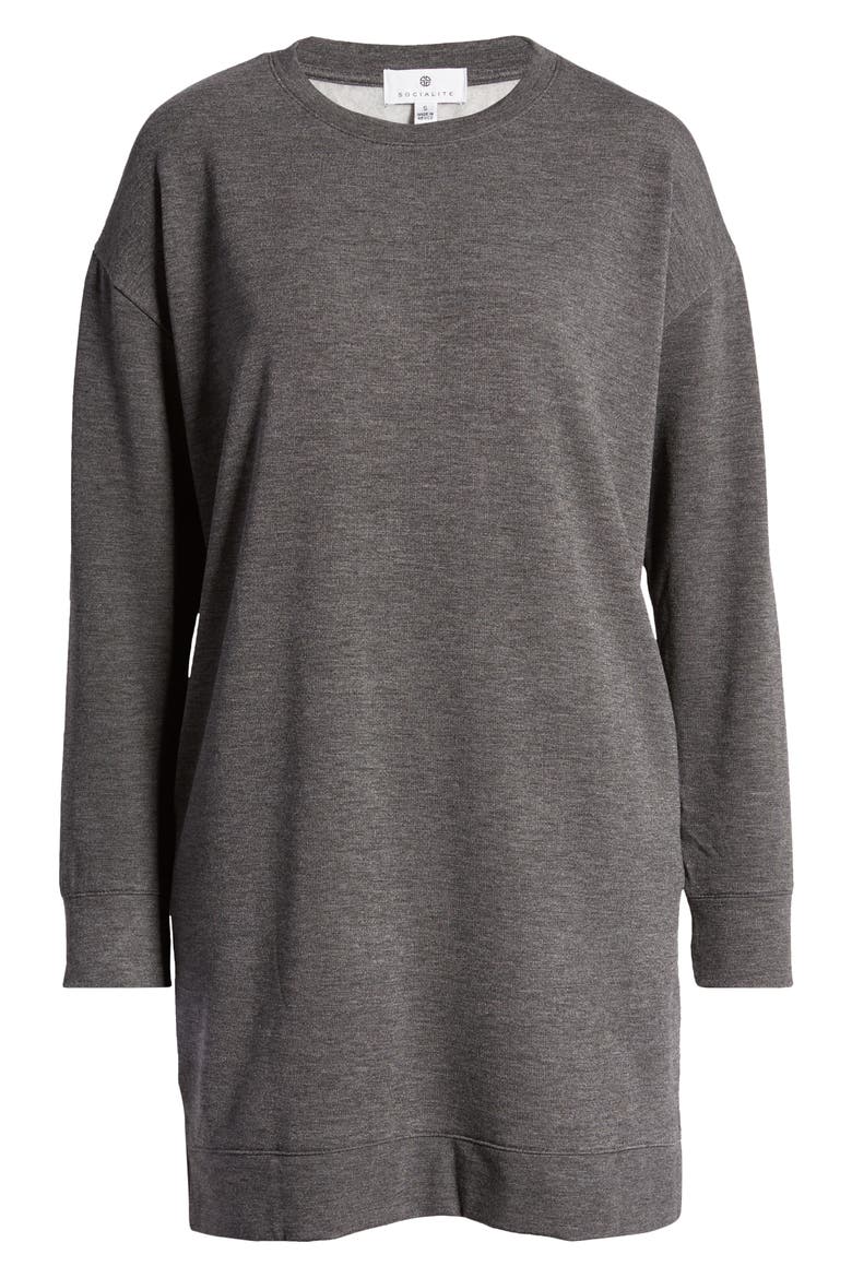 Long Sleeve Sweatshirt Minidress, Alternate, color, GREY