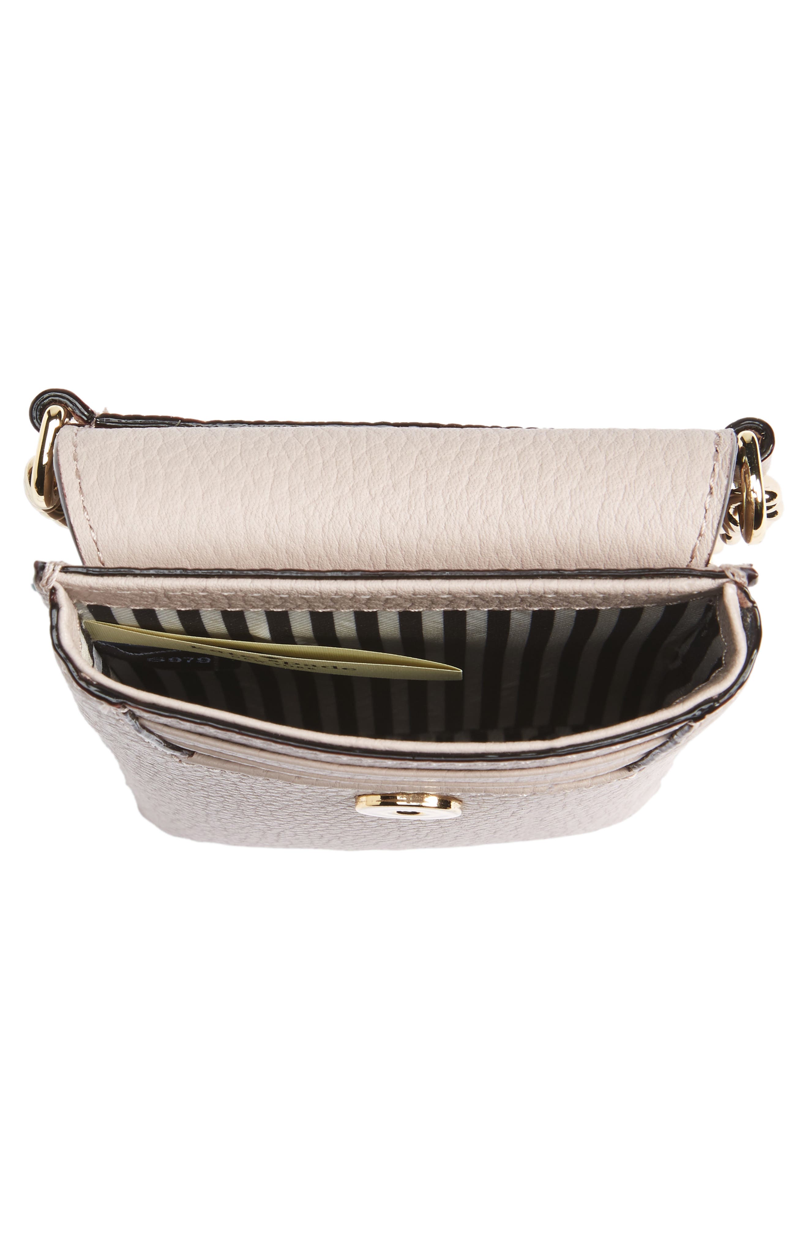 north/south leather smartphone crossbody bag, Alternate, color, BONE GREY