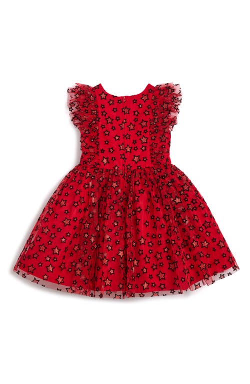 Pippa & Julie Kids' Sparkle Star Tulle Dress In Red