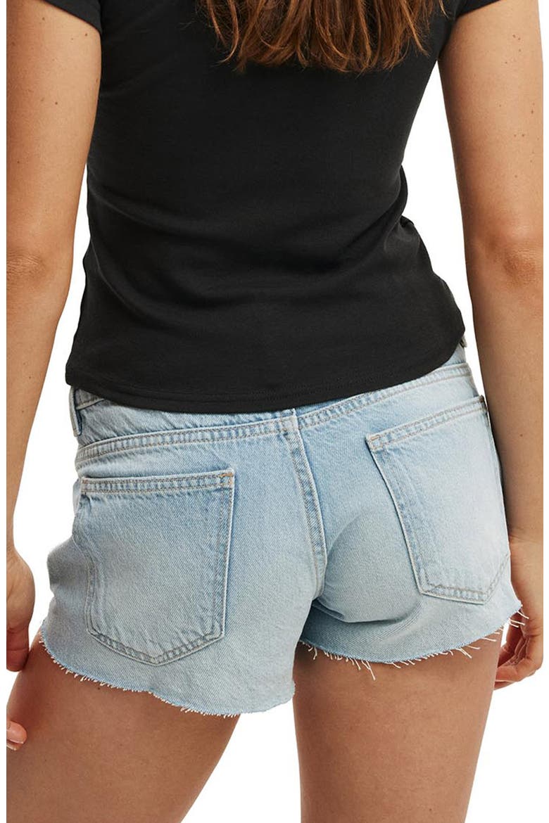 Micro Low Rise Denim Cutoff Shorts, Alternate, color, LAUREL BLUE RIP