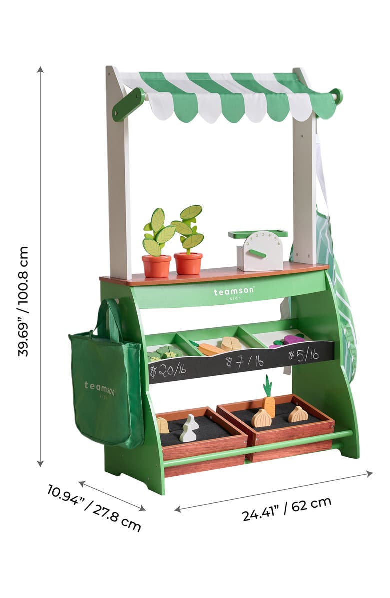 Teamson Kids Vermont Farmer's Market Stand Playset, Alternate, color, Green