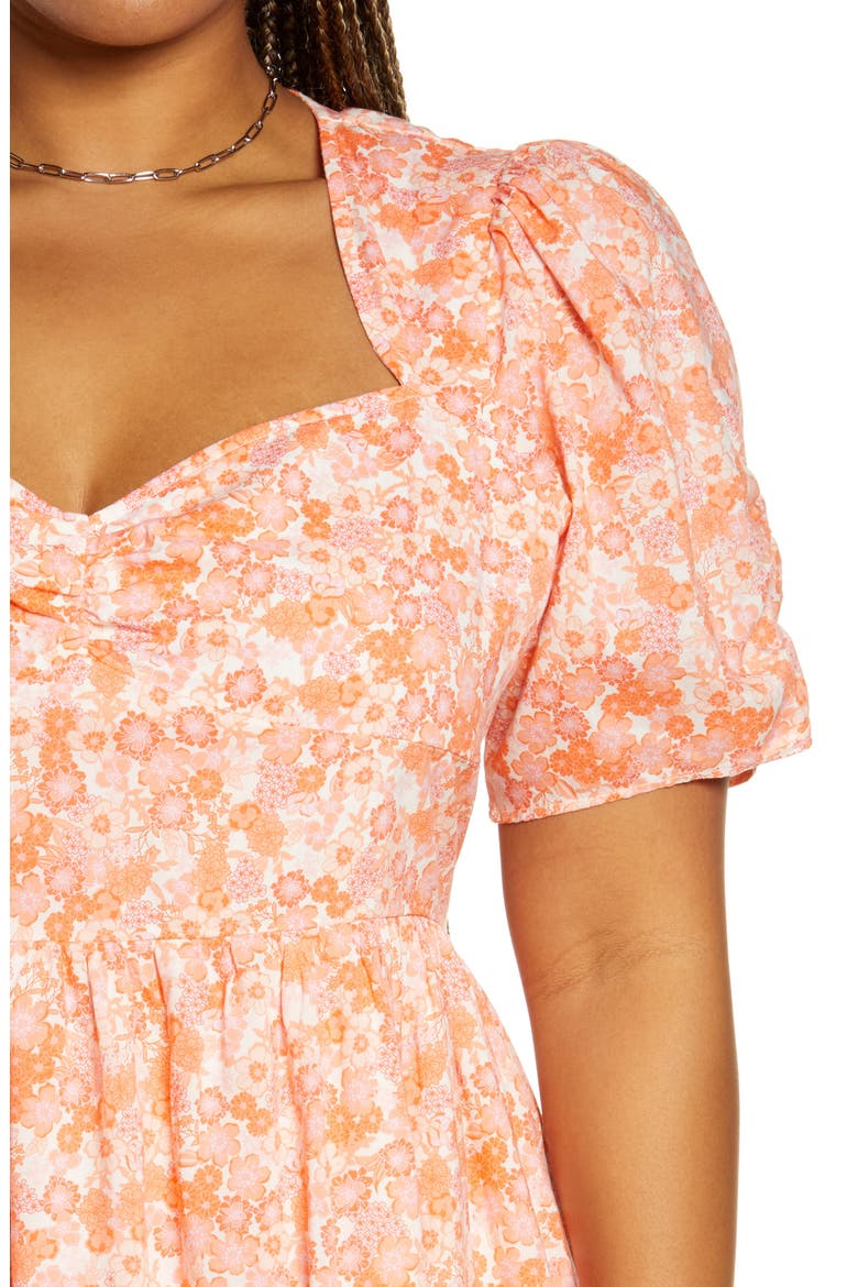 Floral Print Fit & Flare Dress, Alternate, color, IVORY- CORAL TARRY FLORAL
