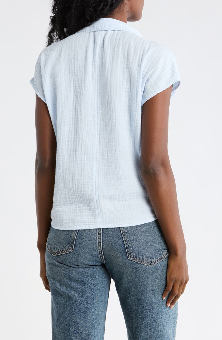 beachlunchlounge Front Tuck Front Button Gauze Shirt, Alternate, color, Peri Cream