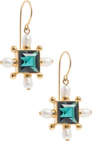 Freya Rose Green Quartz Cross Earrings