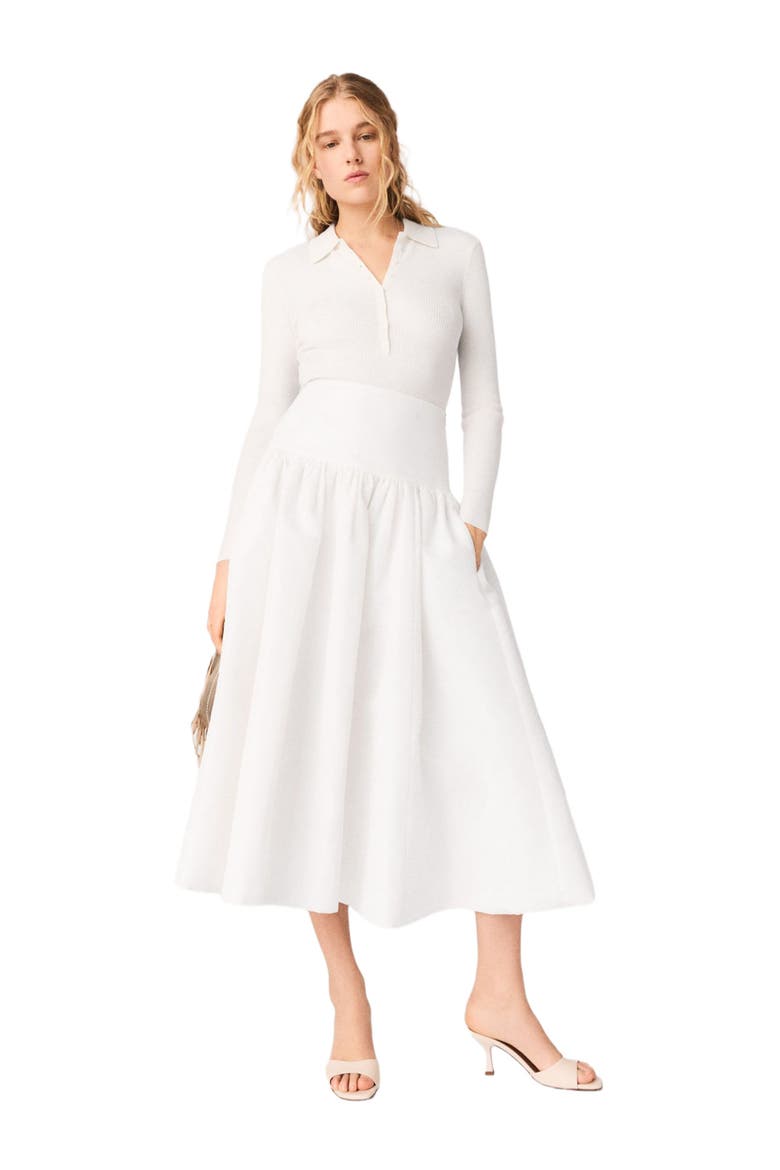 Long taffeta skirt, Main, color, White