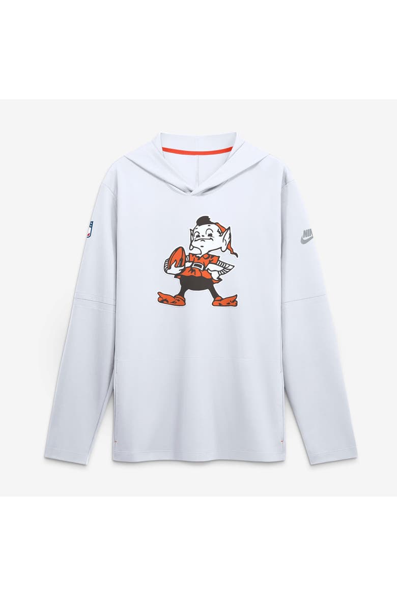 Men's Nike White Cleveland Browns Sideline Alternate Lightweight Long Sleeve Hooded Dri-FIT T-Shirt, Main, color, White