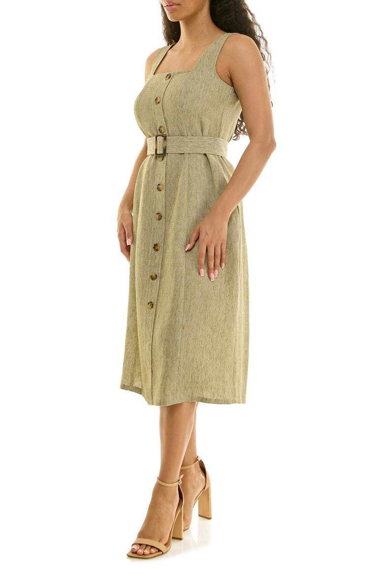 Square Neck Button Front Dress, Alternate, color, SOFT OLIVE