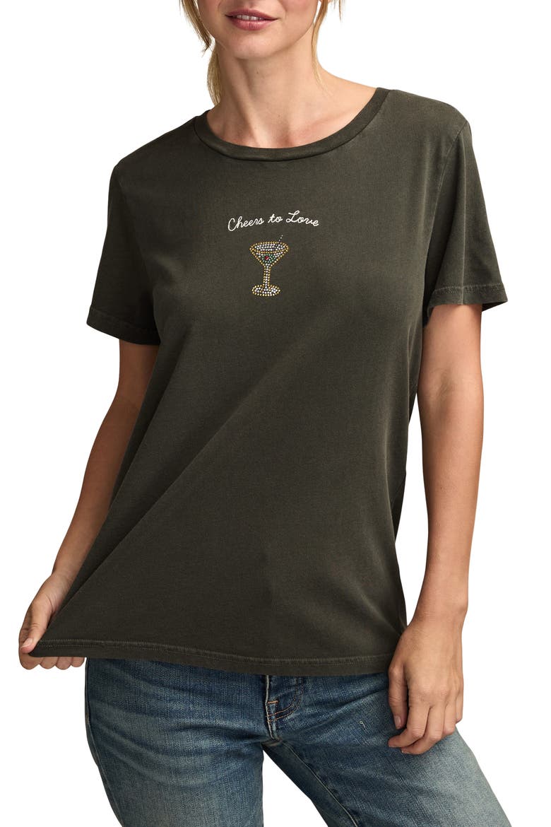 Love at First Sip Embellished T-Shirt, Main, color, RAVEN