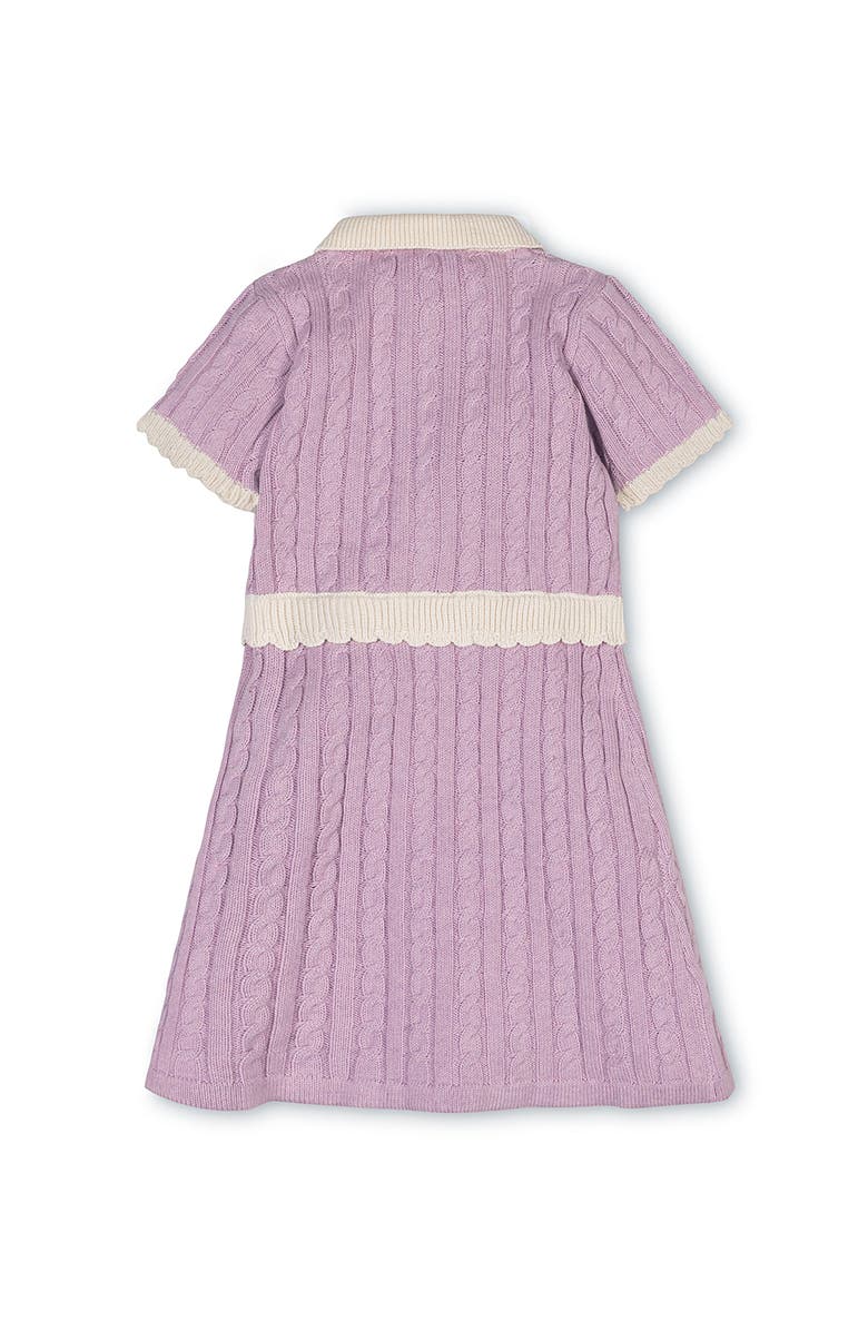 Hope & Henry Kids' Organic Short Sleeve Collared Button Front Sweater Dress, Alternate, color, Lavender Heather