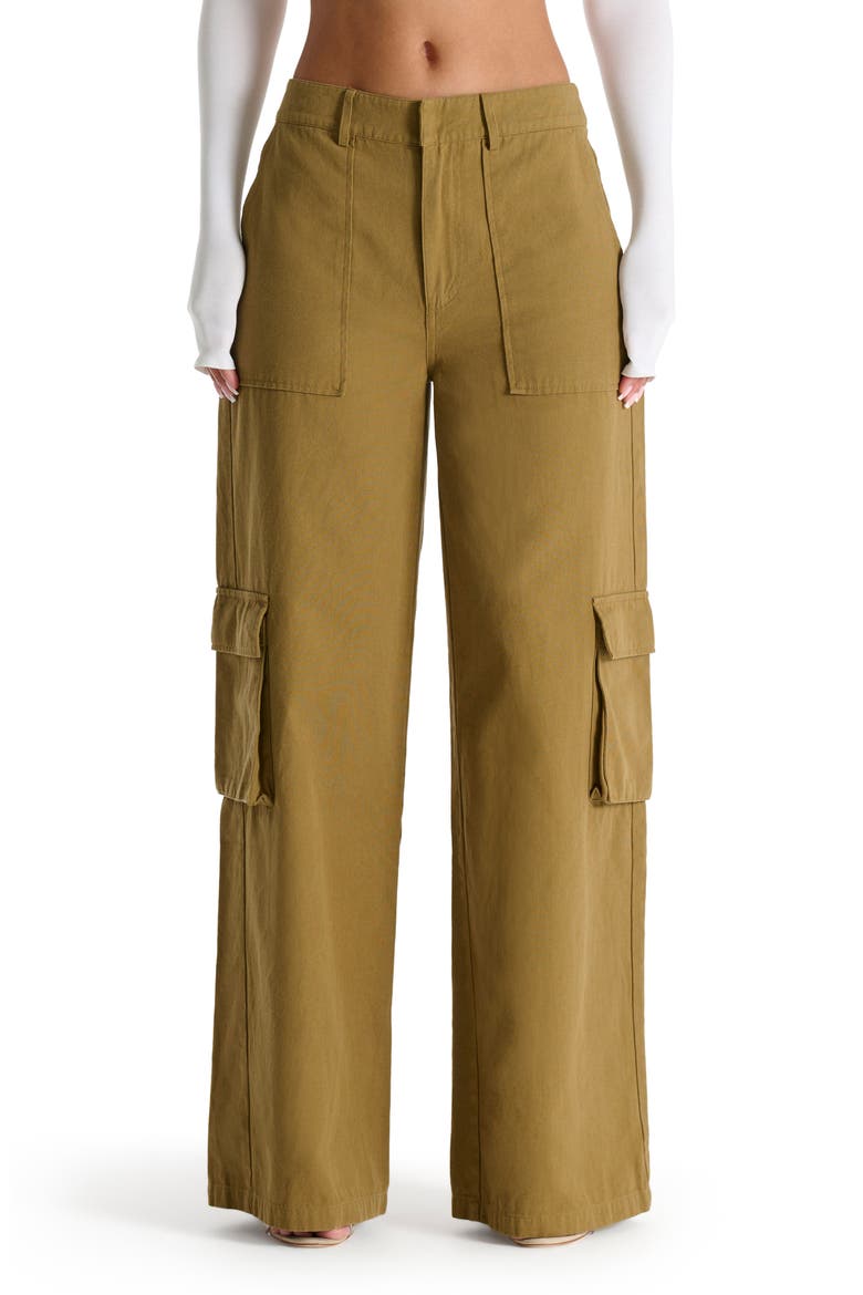 Relaxed Straight Leg Canvas Cargo Pants, Main, color, OLIVE