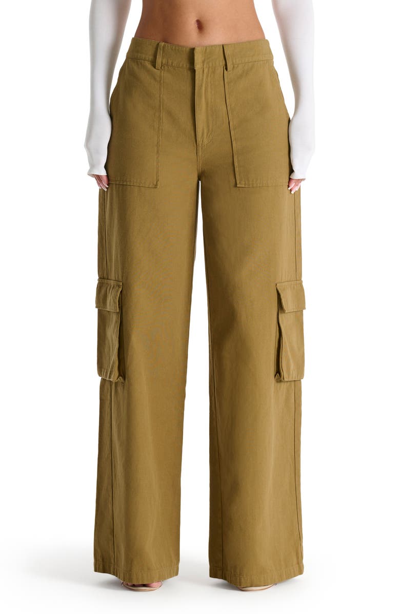 Naked Wardrobe Relaxed Straight Leg Canvas Cargo Pants, Main, color,