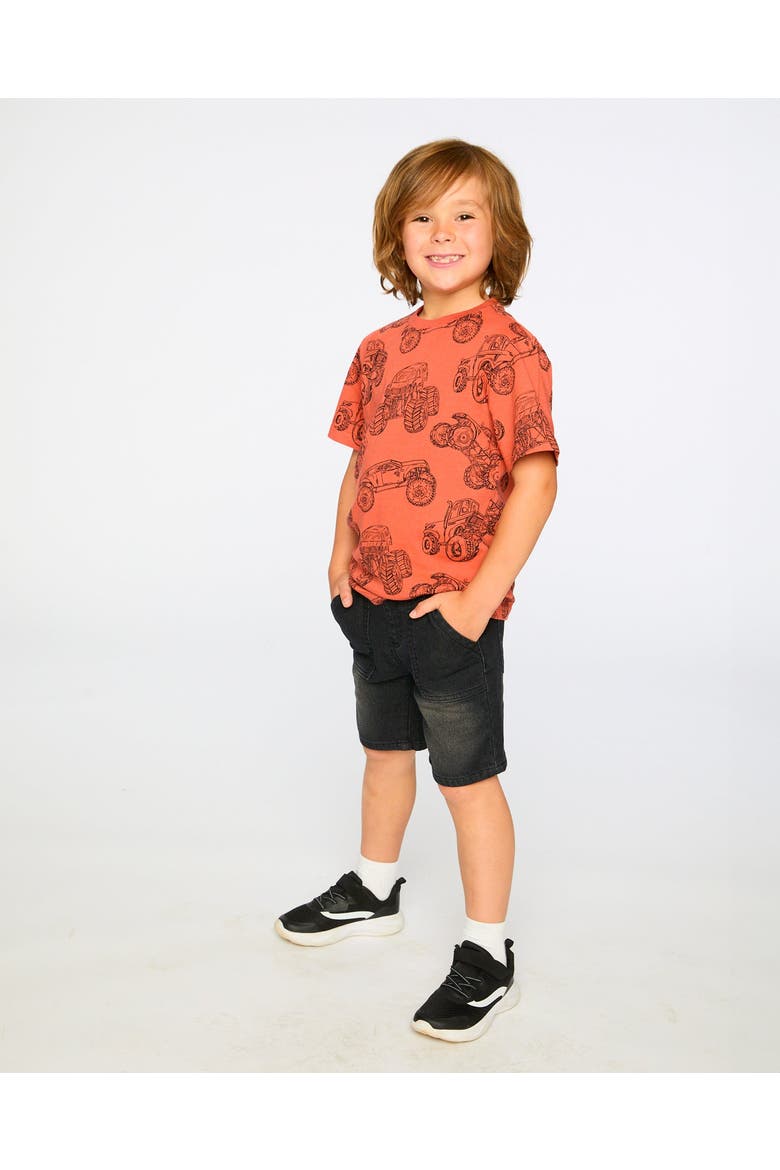 Organic Cotton Jersey Trucks T-Shirt, Alternate, color, Orange Printed Trucks