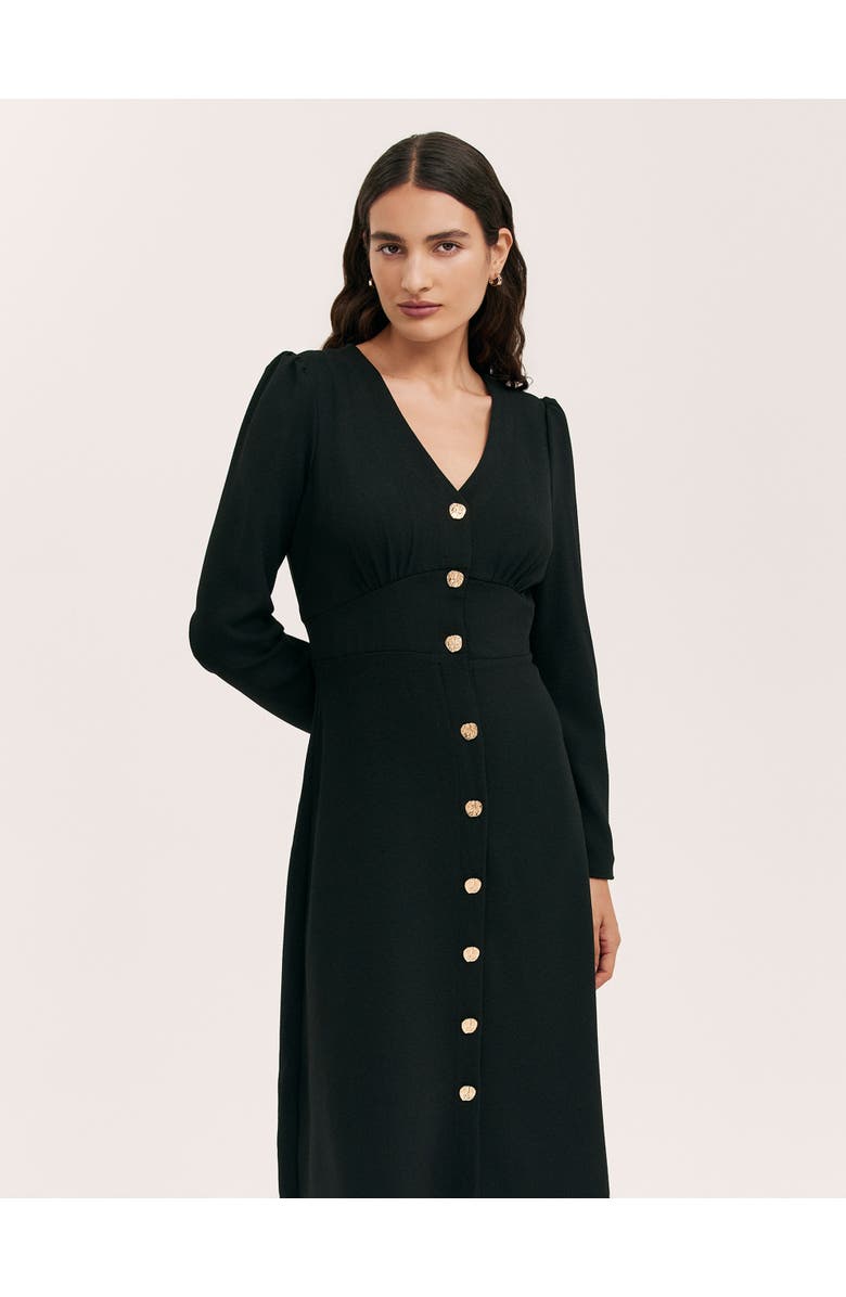 Finery London Caprice Long Sleeve Crepe Midi Dress, Alternate, color, Black