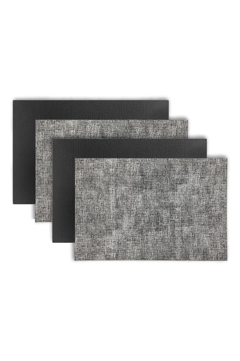 Faux Leather Reversible Set of 4 Placemats, Main, color, REVERSIBLE BLACK