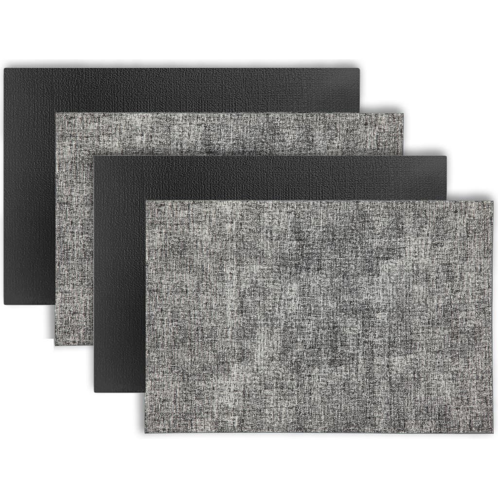 Dainty Home Faux Leather Reversible Set Of 4 Placemats In Reversible Black