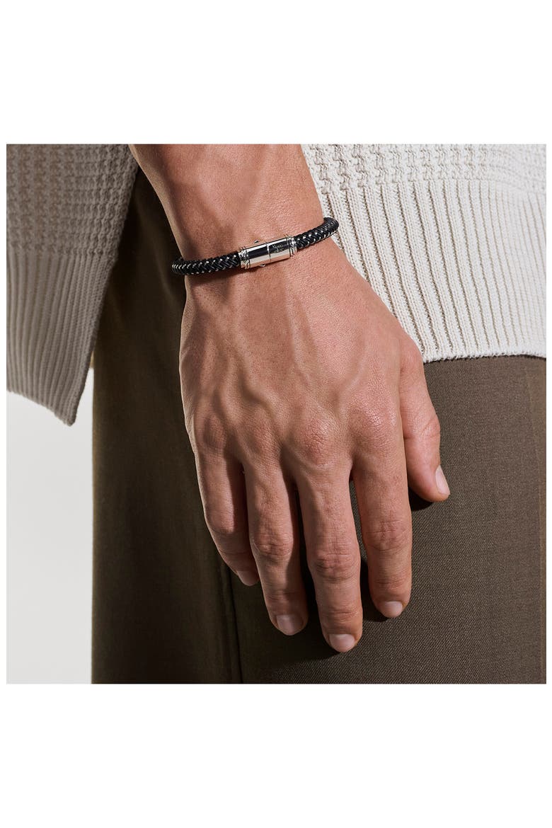 Cord Bracelet, Sterling Silver, Rubber, Alternate, color, SILVER/ BLACK