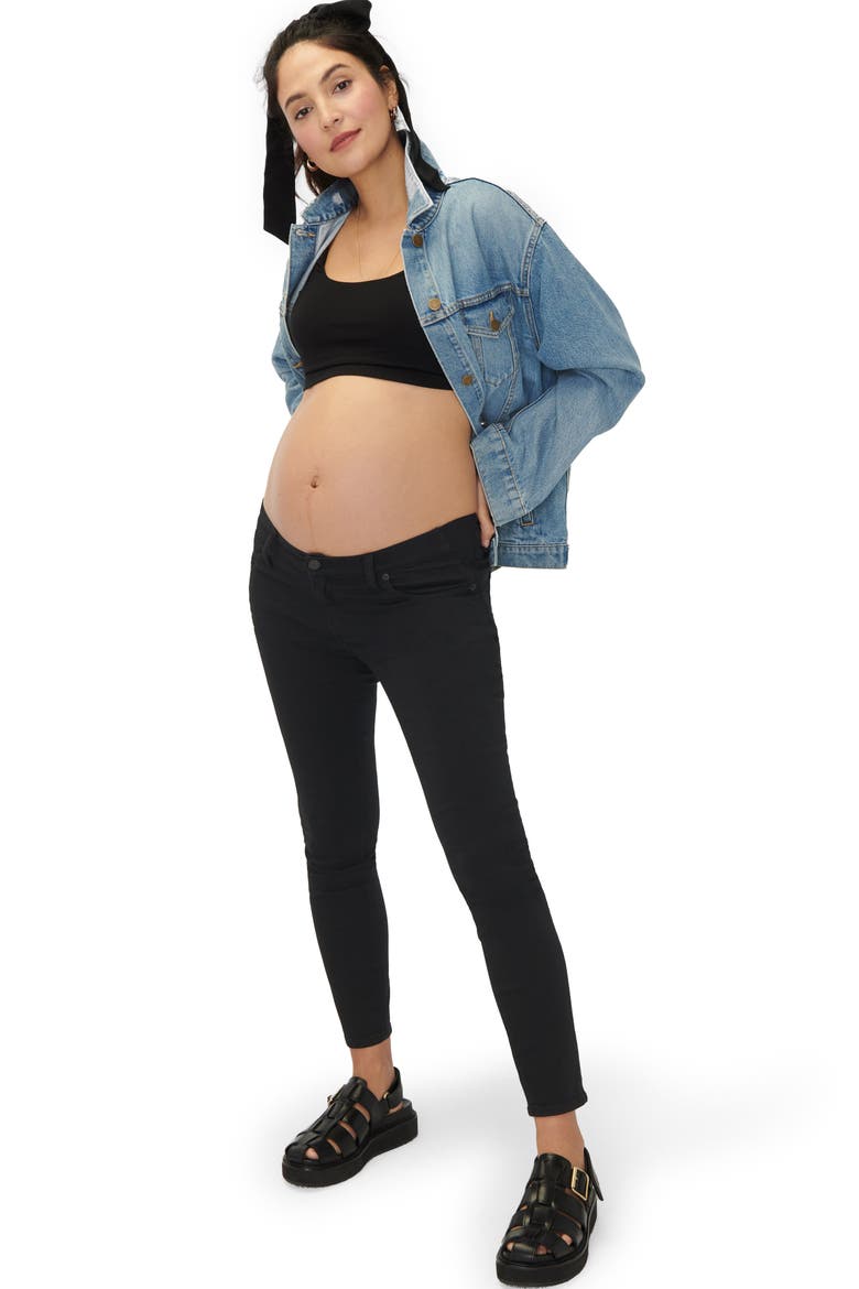 The Under The Bump Slim Maternity Jeans, Alternate, color, JET BLACK